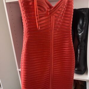 Elegant Red Bandage Dress
